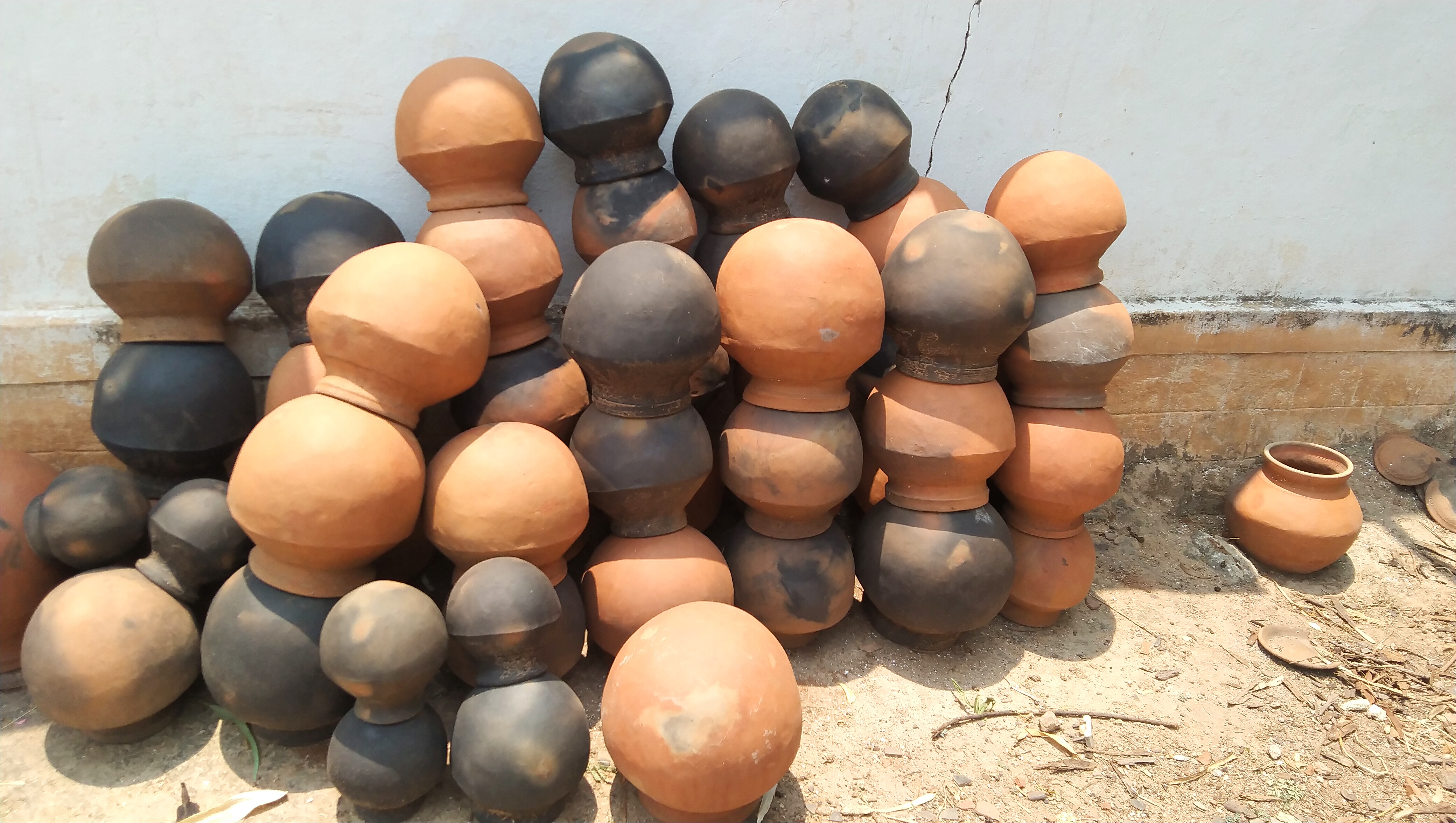 Stacked terracotta pots